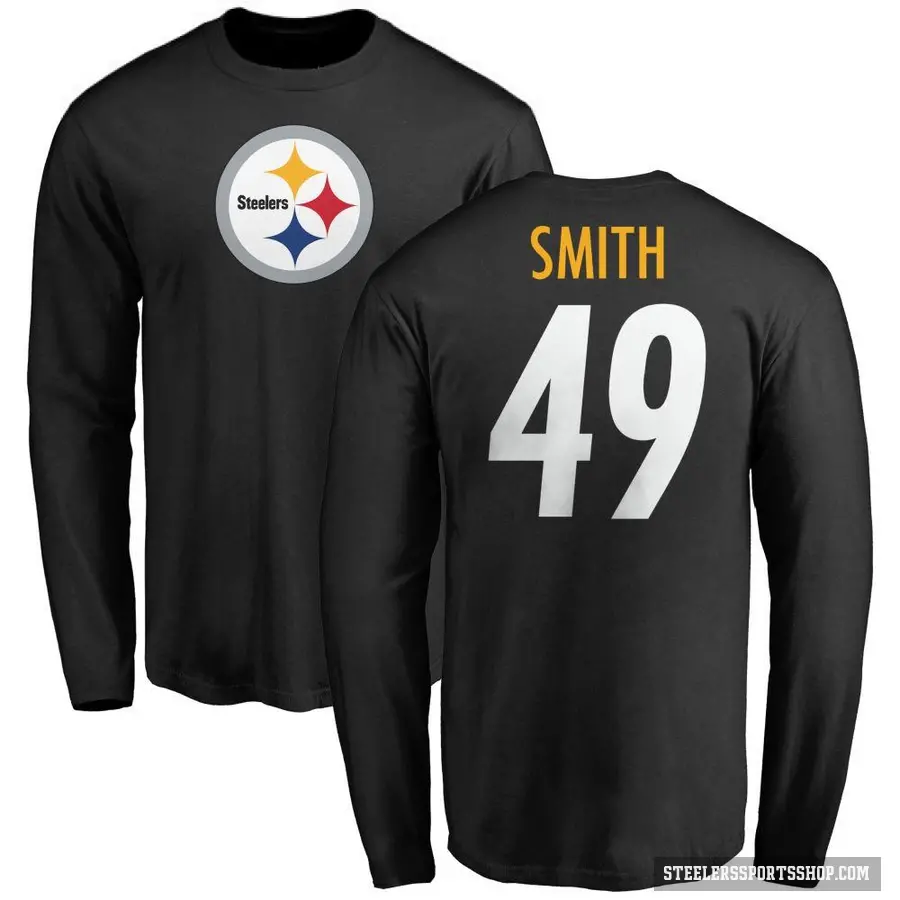 Men's ＃49 Jaylon Smith Pittsburgh Steelers Black Logo Long Sleeve T-Shirt