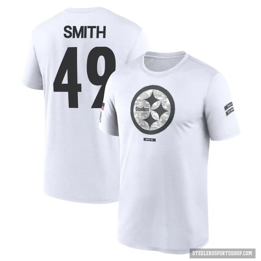 Men's ＃49 Jaylon Smith Pittsburgh Steelers White 2024 Salute to Service Performance T-Shirt