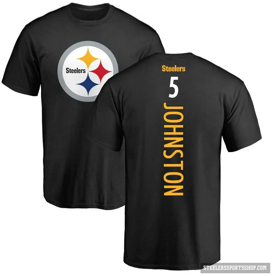 Men's ＃5 Cameron Johnston Pittsburgh Steelers Black Backer T-Shirt