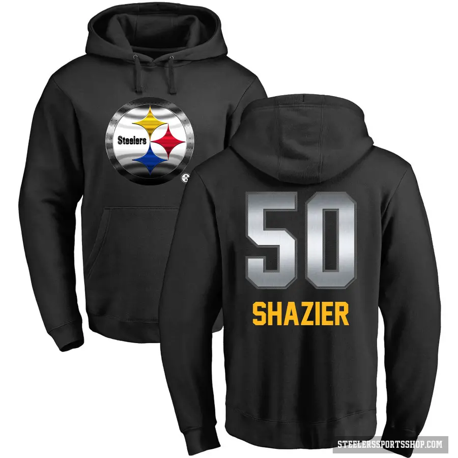 Men's ＃50 Ryan Shazier Pittsburgh Steelers Black Midnight Mascot Pullover Hoodie