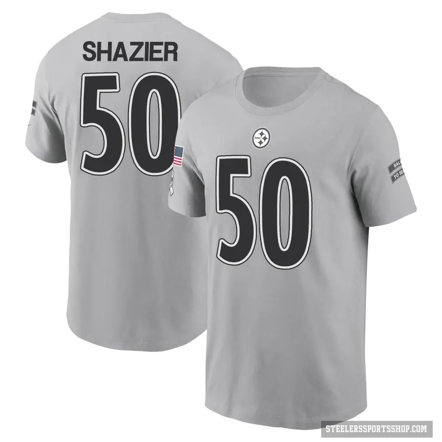 Men's ＃50 Ryan Shazier Pittsburgh Steelers Gray 2024 Salute to Service T-Shirt