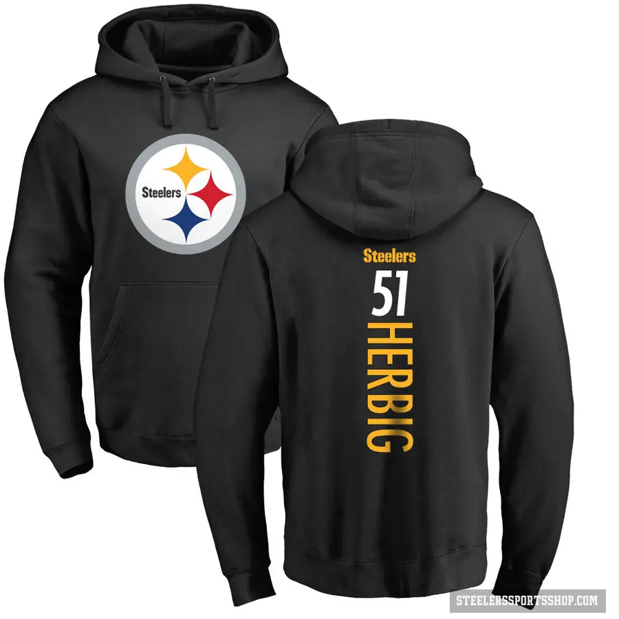 Men's ＃51 Nick Herbig Pittsburgh Steelers Black Pro Line Backer Pullover Hoodie