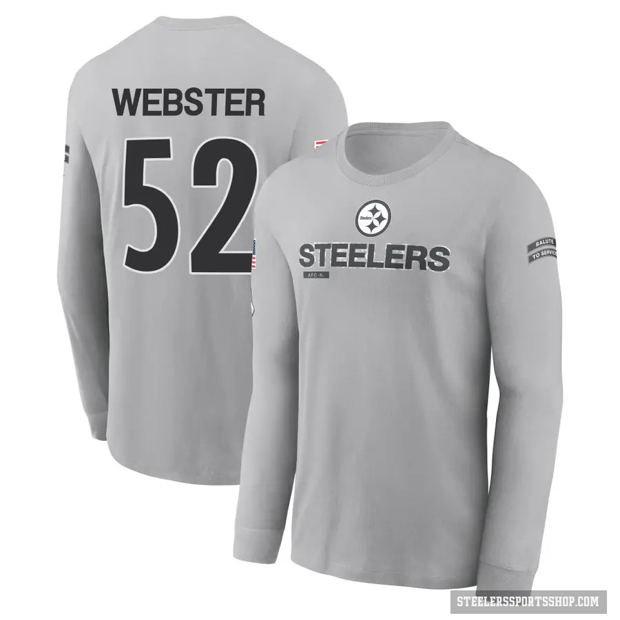 Men's ＃52 Mike Webster Pittsburgh Steelers Gray 2024 Salute to Service Long Sleeve T-Shirt