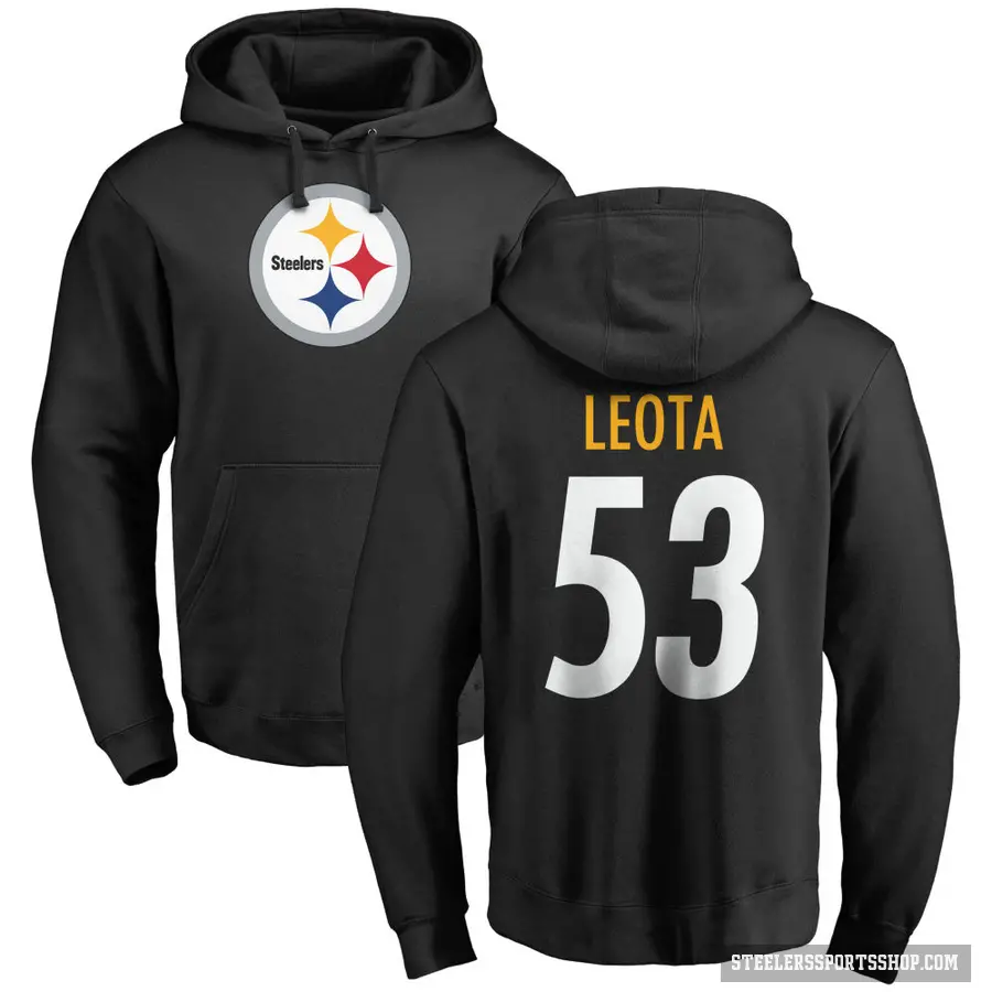 Men's ＃53 Eku Leota Pittsburgh Steelers Black Pro Line Logo Pullover Hoodie