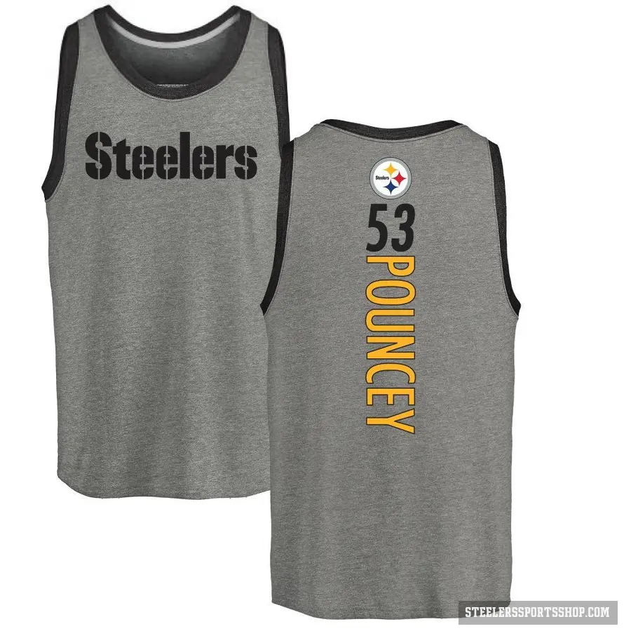 Men's ＃53 Maurkice Pouncey Pittsburgh Steelers Ash Backer Tank Top