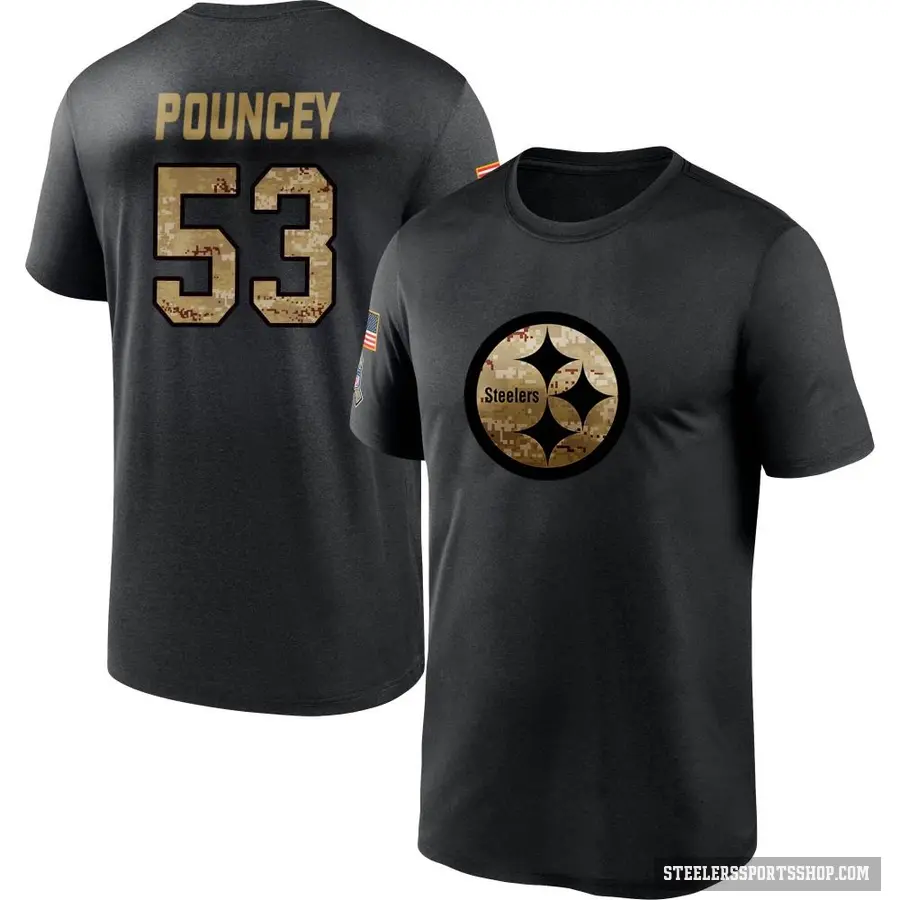 Men's ＃53 Maurkice Pouncey Pittsburgh Steelers Black 2020 Salute To Service Performance T-Shirt