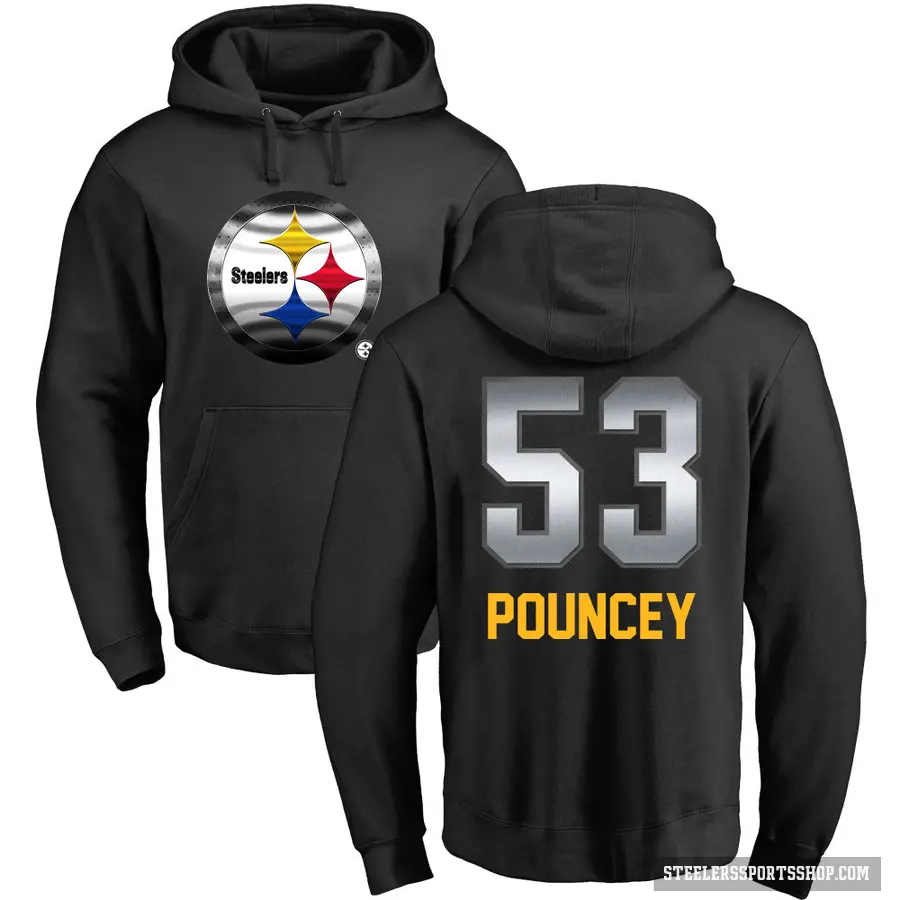 Men's ＃53 Maurkice Pouncey Pittsburgh Steelers Black Midnight Mascot Pullover Hoodie