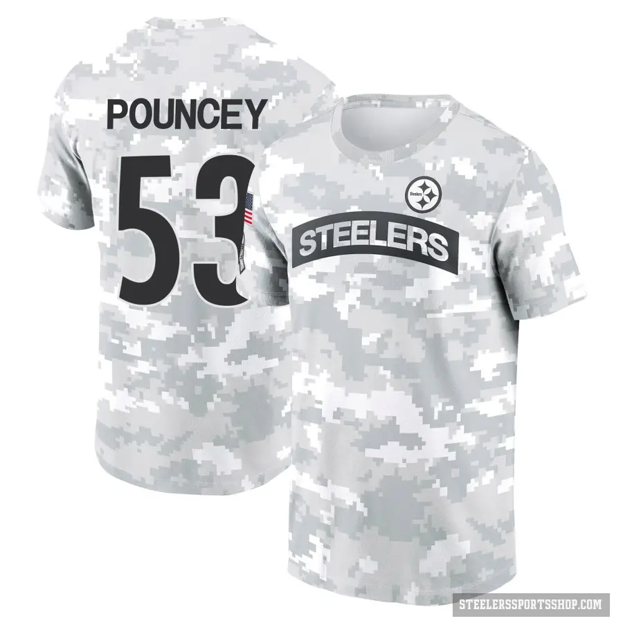 Men's ＃53 Maurkice Pouncey Pittsburgh Steelers Camo Arctic 2024 Salute to Service Performance T-Shirt