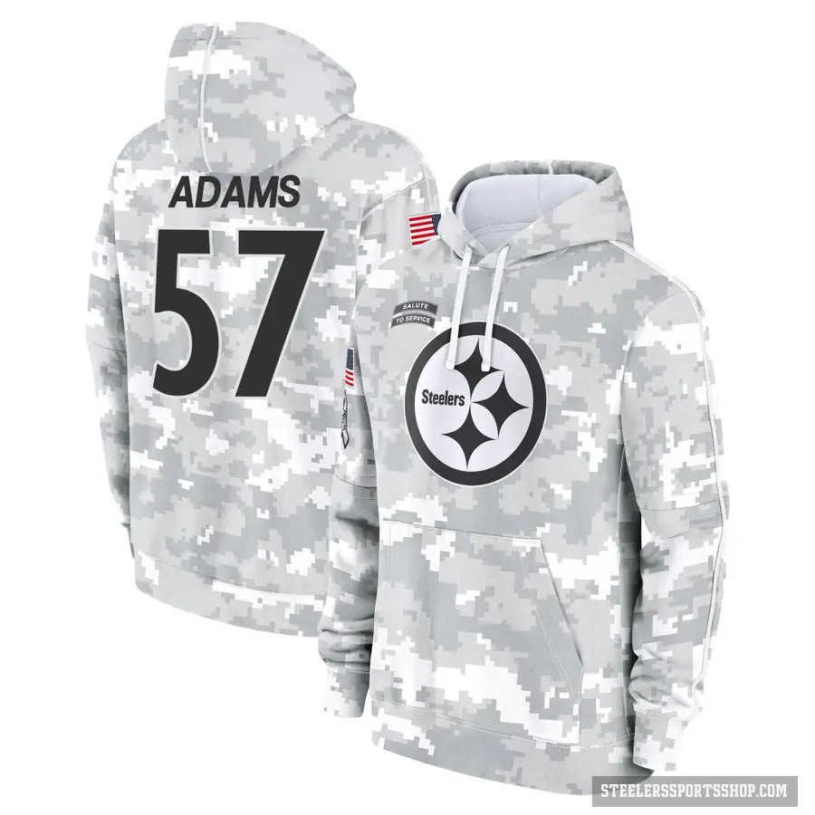 Men's ＃57 Montravius Adams Pittsburgh Steelers Arctic Camo 2024 Salute to Service Club Fleece Pullover Hoodie