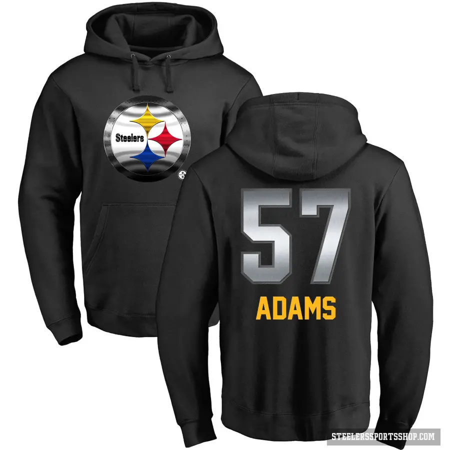 Men's ＃57 Montravius Adams Pittsburgh Steelers Black Midnight Mascot Pullover Hoodie