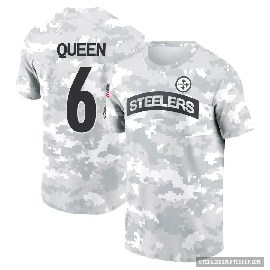 Men's ＃6 Patrick Queen Pittsburgh Steelers Camo Arctic 2024 Salute to Service Performance T-Shirt