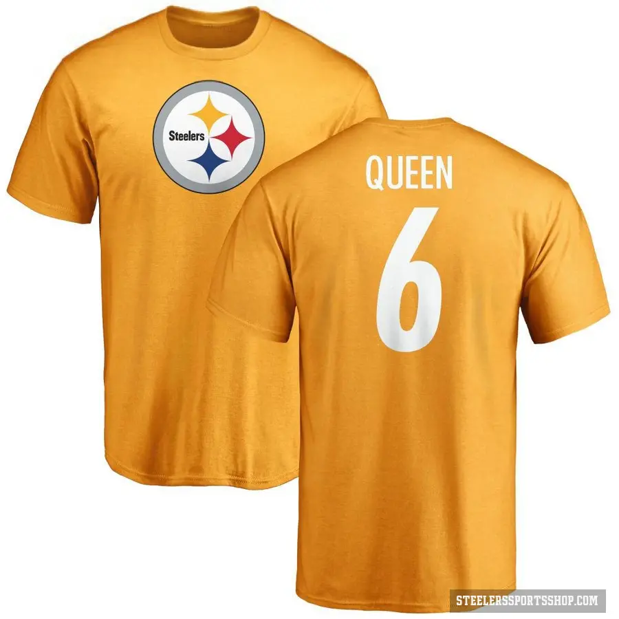 Men's ＃6 Patrick Queen Pittsburgh Steelers Gold Logo T-Shirt