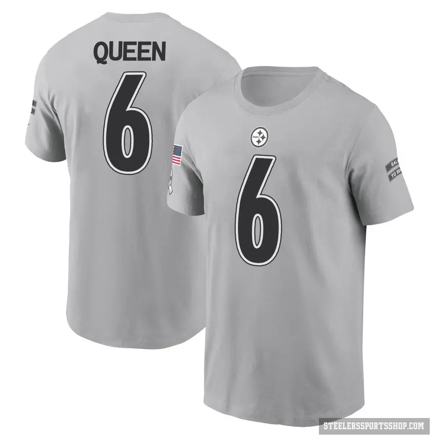 Men's ＃6 Patrick Queen Pittsburgh Steelers Gray 2024 Salute to Service T-Shirt