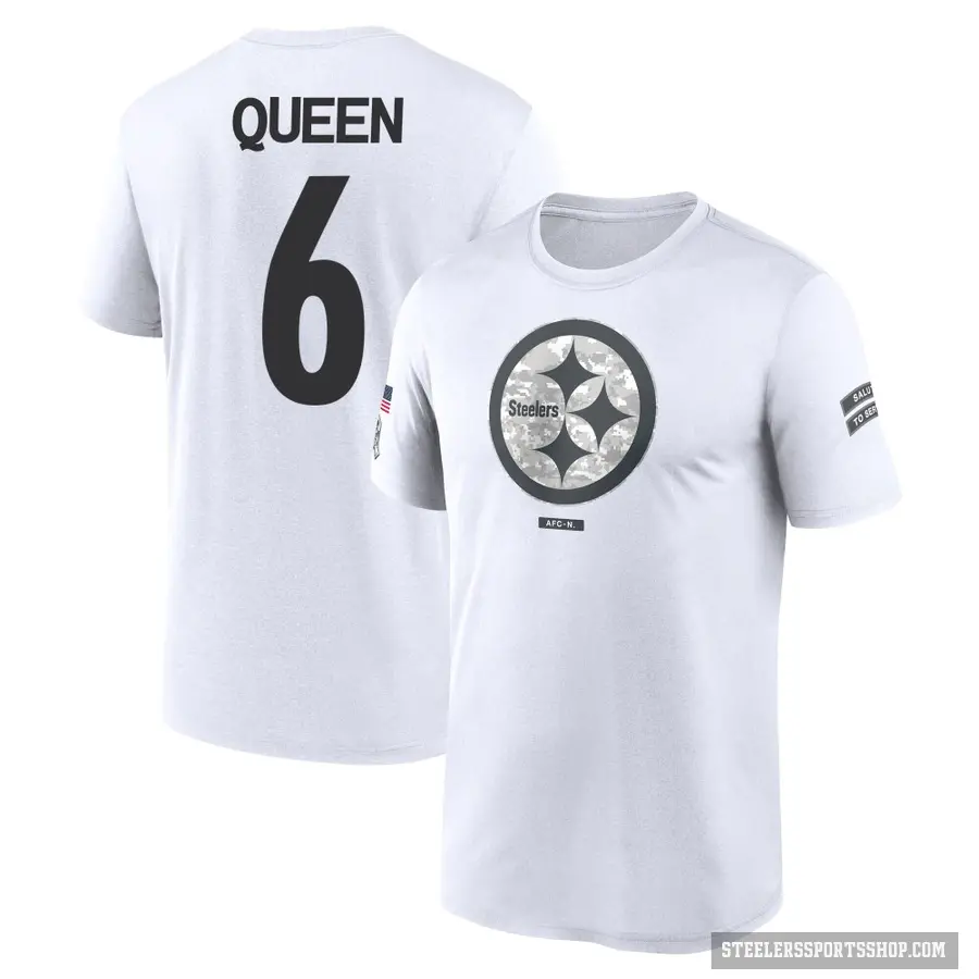 Men's ＃6 Patrick Queen Pittsburgh Steelers White 2024 Salute to Service Performance T-Shirt