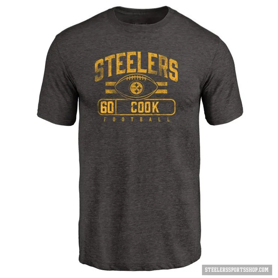 Men's ＃60 Dylan Cook Pittsburgh Steelers Black Flanker T-Shirt