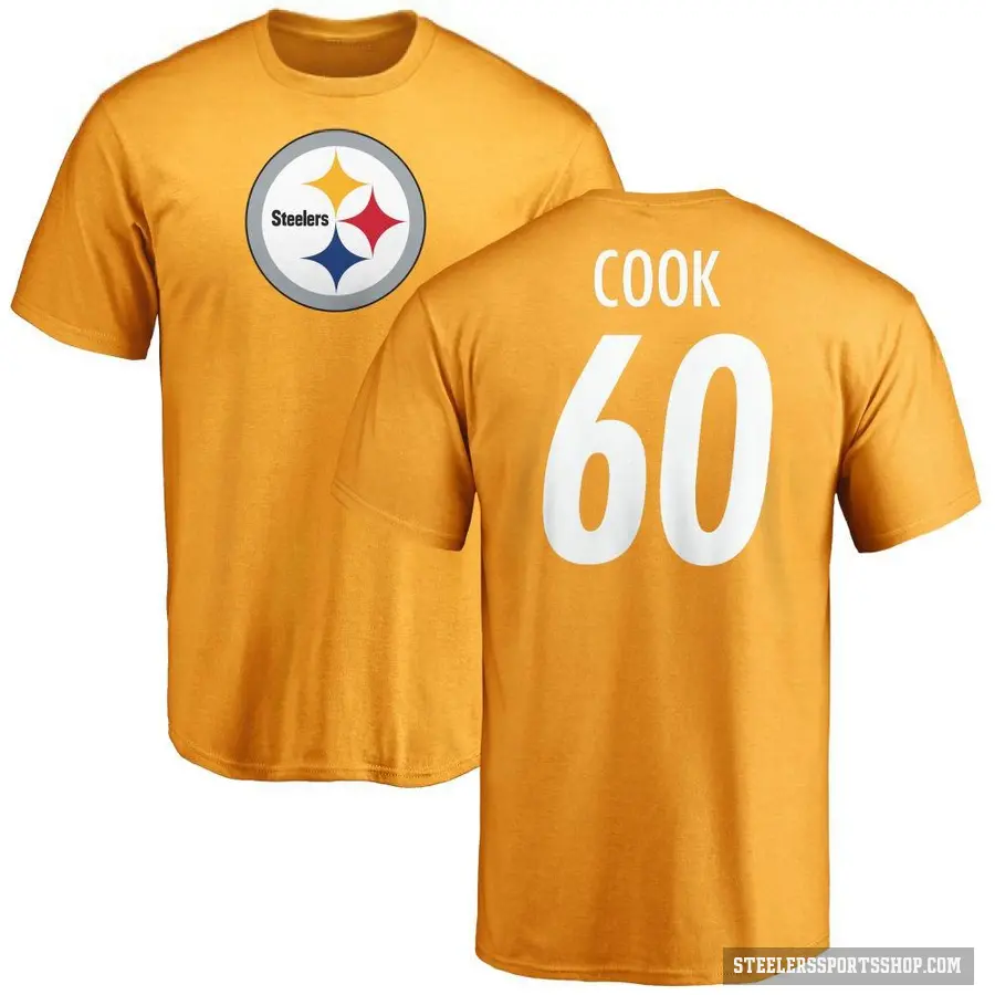 Men's ＃60 Dylan Cook Pittsburgh Steelers Gold Logo T-Shirt