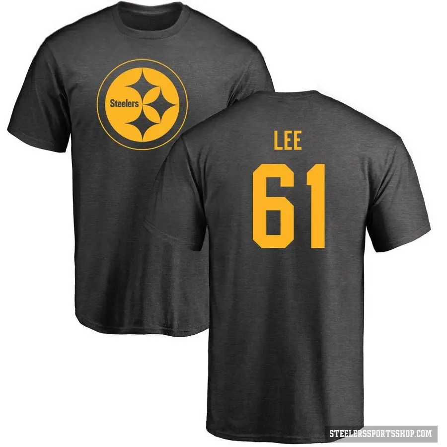 Men's ＃61 Logan Lee Pittsburgh Steelers Ash One Color T-Shirt