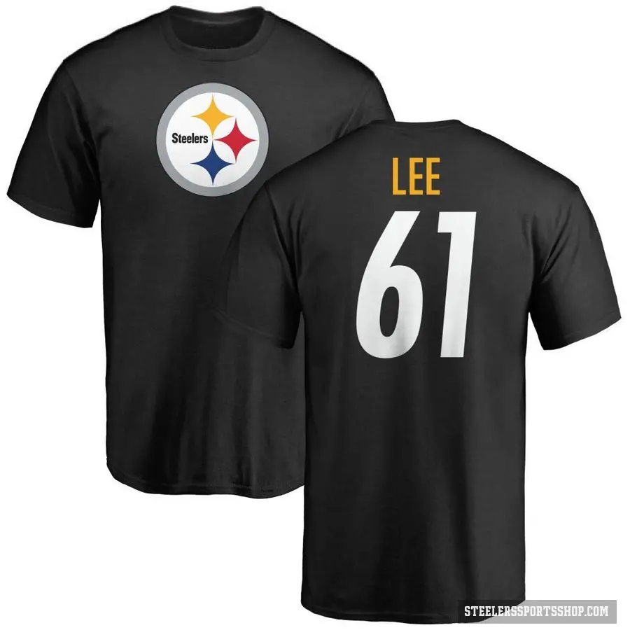 Men's ＃61 Logan Lee Pittsburgh Steelers Black Logo T-Shirt