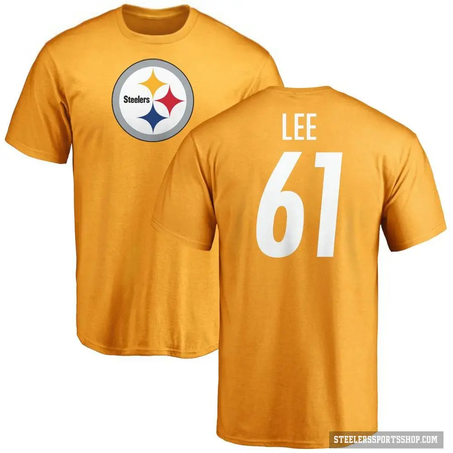 Men's ＃61 Logan Lee Pittsburgh Steelers Gold Logo T-Shirt