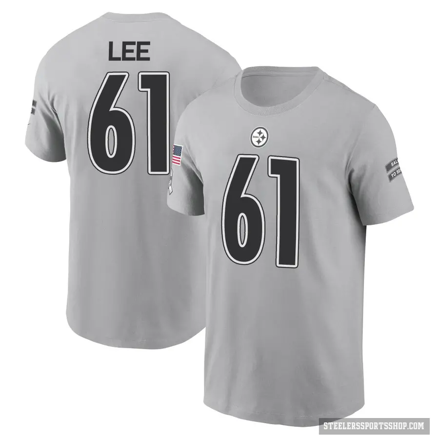 Men's ＃61 Logan Lee Pittsburgh Steelers Gray 2024 Salute to Service T-Shirt