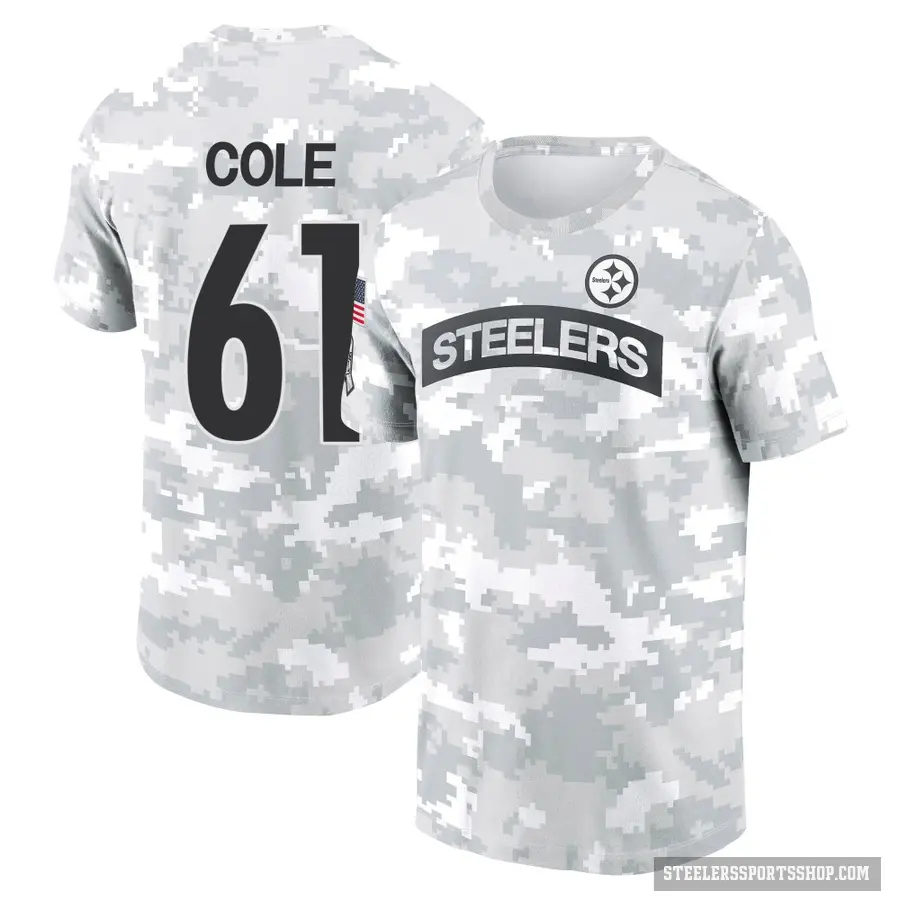 Men's ＃61 Mason Cole Pittsburgh Steelers Camo Arctic 2024 Salute to Service Performance T-Shirt