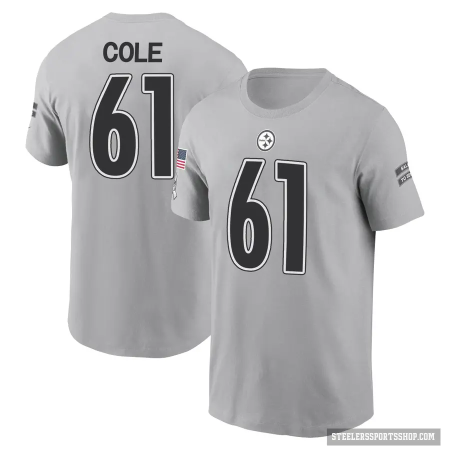 Men's ＃61 Mason Cole Pittsburgh Steelers Gray 2024 Salute to Service T-Shirt