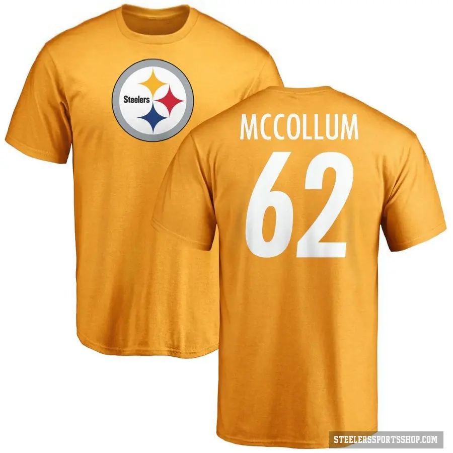 Men's ＃62 Ryan McCollum Pittsburgh Steelers Gold Logo T-Shirt