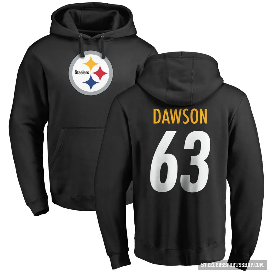 Men's ＃63 Dermontti Dawson Pittsburgh Steelers Black Pro Line Logo Pullover Hoodie