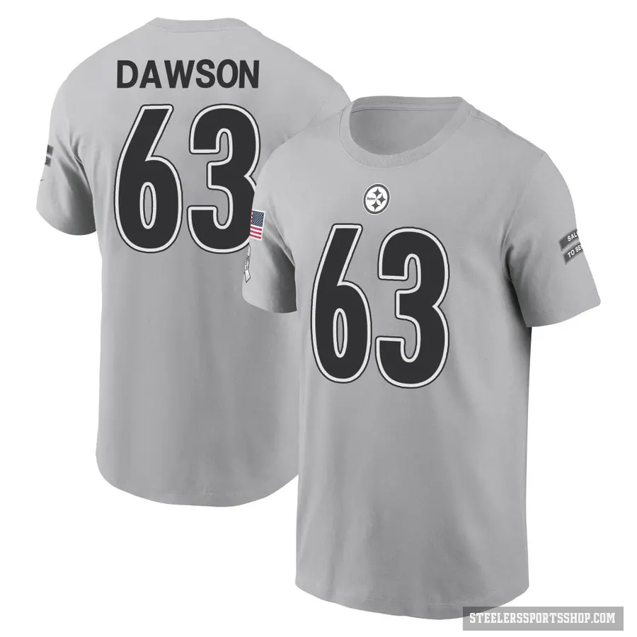 Men's ＃63 Dermontti Dawson Pittsburgh Steelers Gray 2024 Salute to Service T-Shirt