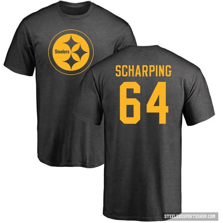 Men's ＃64 Max Scharping Pittsburgh Steelers Ash One Color T-Shirt