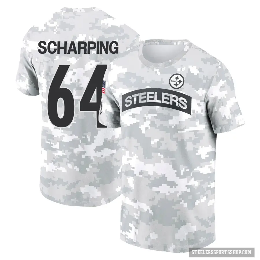 Men's ＃64 Max Scharping Pittsburgh Steelers Camo Arctic 2024 Salute to Service Performance T-Shirt