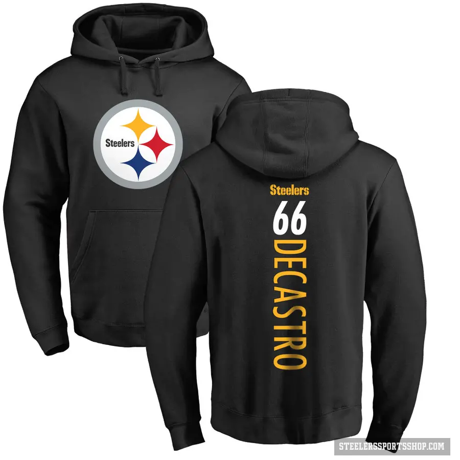 Men's ＃66 David DeCastro Pittsburgh Steelers Black Pro Line Backer Pullover Hoodie