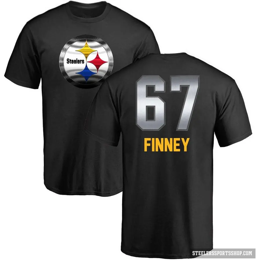 Men's ＃67 B.J. Finney Pittsburgh Steelers Black Midnight Mascot T-Shirt