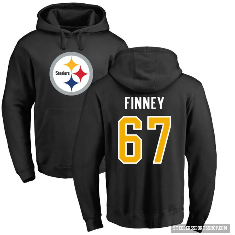 Men's ＃67 B.J. Finney Pittsburgh Steelers Black Pro Line Logo Pullover Hoodie