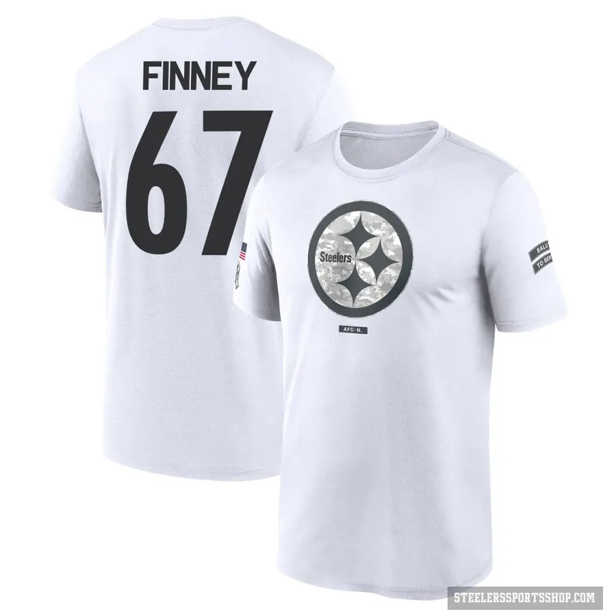 Men's ＃67 B.J. Finney Pittsburgh Steelers White 2024 Salute to Service Performance T-Shirt