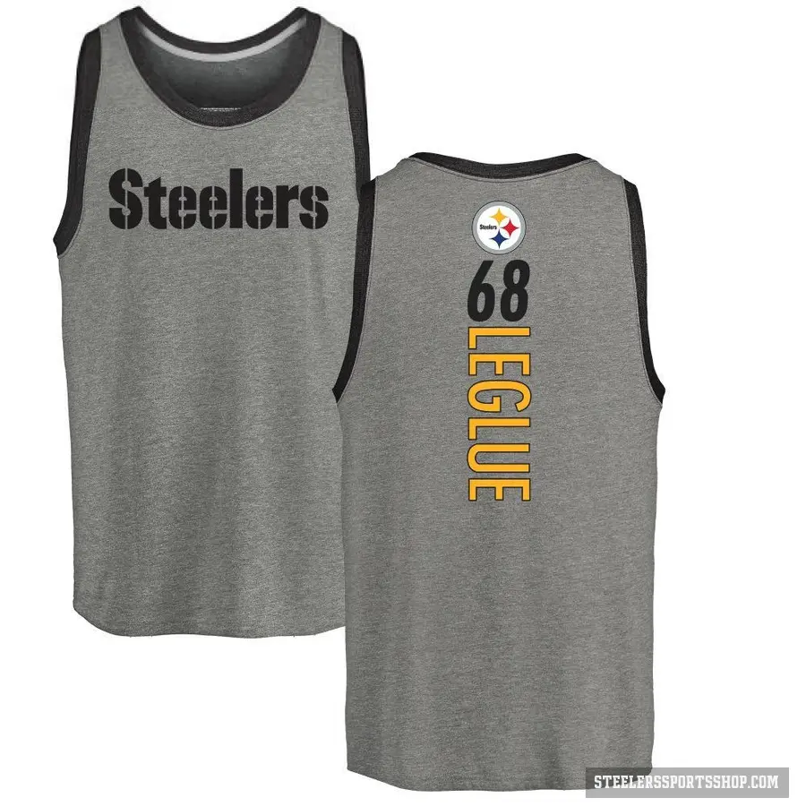 Men's ＃68 John Leglue Pittsburgh Steelers Ash Backer Tank Top