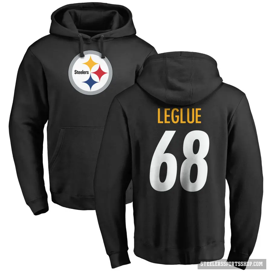 Men's ＃68 John Leglue Pittsburgh Steelers Black Pro Line Logo Pullover Hoodie