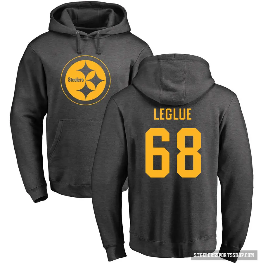 Men's ＃68 John Leglue Pittsburgh Steelers Pro Line by Branded Ash One Color Pullover Hoodie