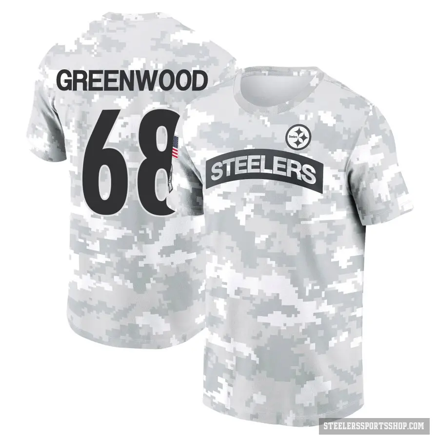 Men's ＃68 L.C. Greenwood Pittsburgh Steelers Green Arctic Camo 2024 Salute to Service Performance T-Shirt