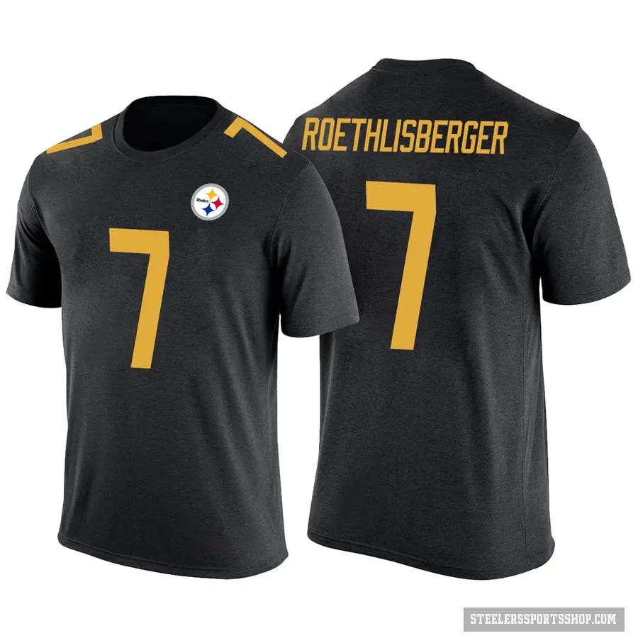 Men's ＃7 Ben Roethlisberger Pittsburgh Steelers Black Color Rush T-Shirt