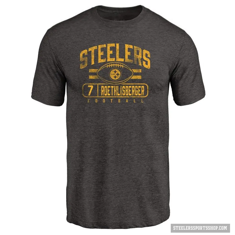 Men's ＃7 Ben Roethlisberger Pittsburgh Steelers Black Flanker T-Shirt