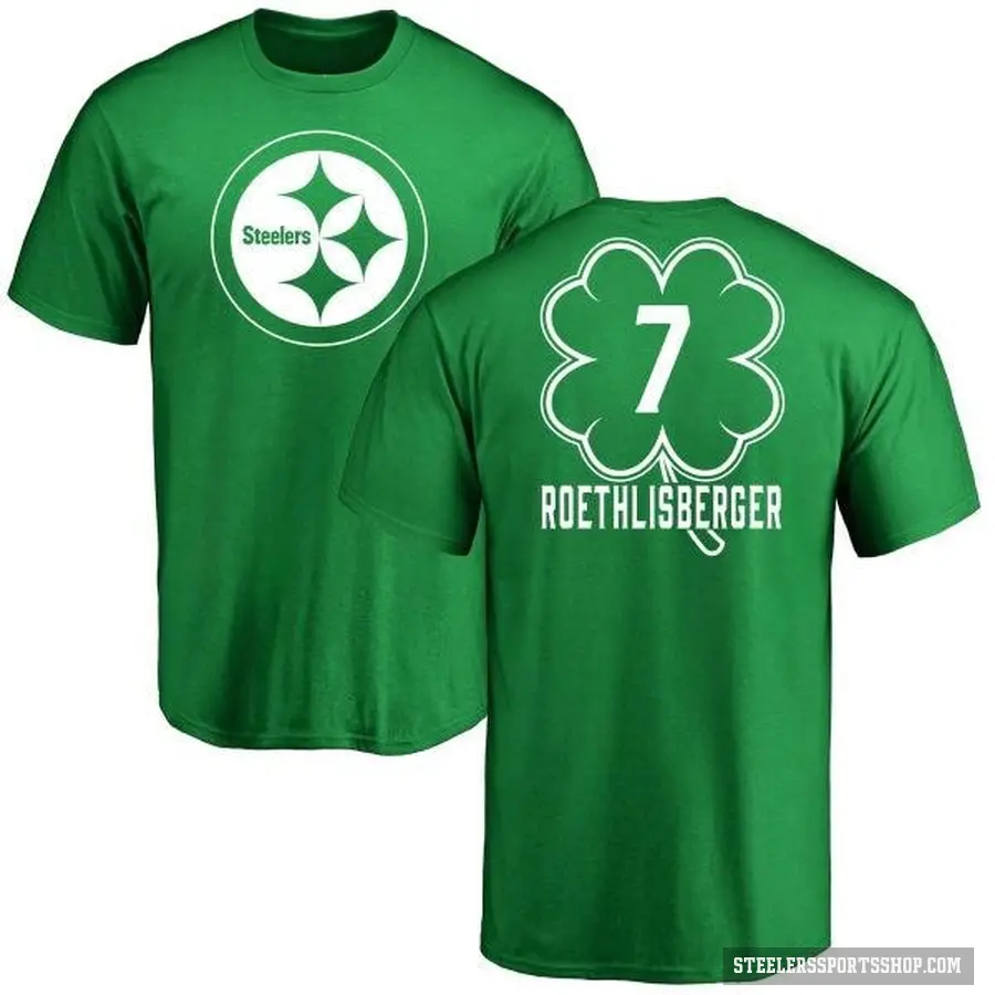 Men's ＃7 Ben Roethlisberger Pittsburgh Steelers Green St. Patrick's Day T-Shirt