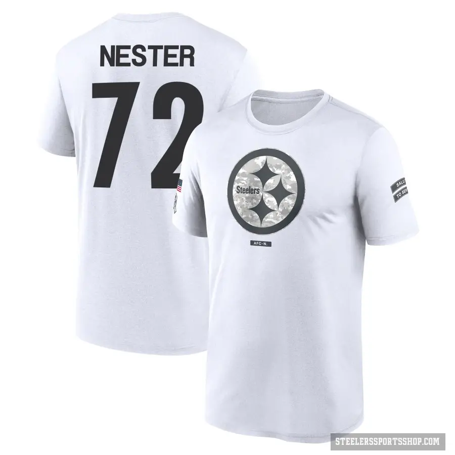 Men's ＃72 Doug Nester Pittsburgh Steelers White 2024 Salute to Service Performance T-Shirt