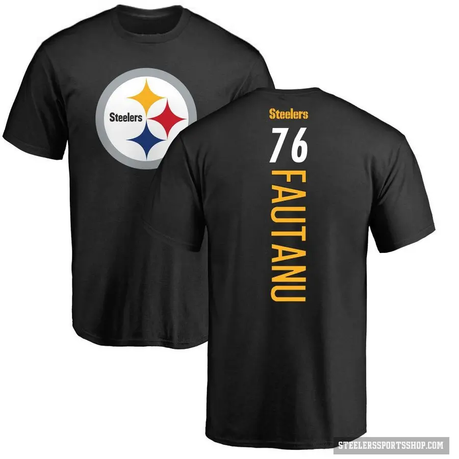 Men's ＃76 Troy Fautanu Pittsburgh Steelers Black Backer T-Shirt