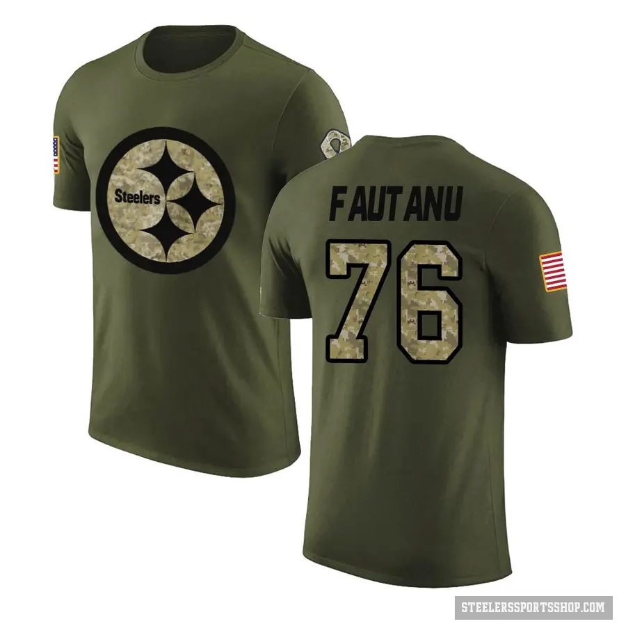 Men's ＃76 Troy Fautanu Pittsburgh Steelers Olive Salute to Service T-Shirt