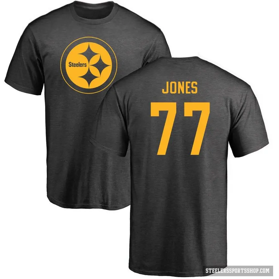 Men's ＃77 Broderick Jones Pittsburgh Steelers Ash One Color T-Shirt