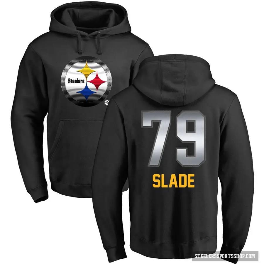 Men's ＃79 Jacob Slade Pittsburgh Steelers Black Midnight Mascot Pullover Hoodie