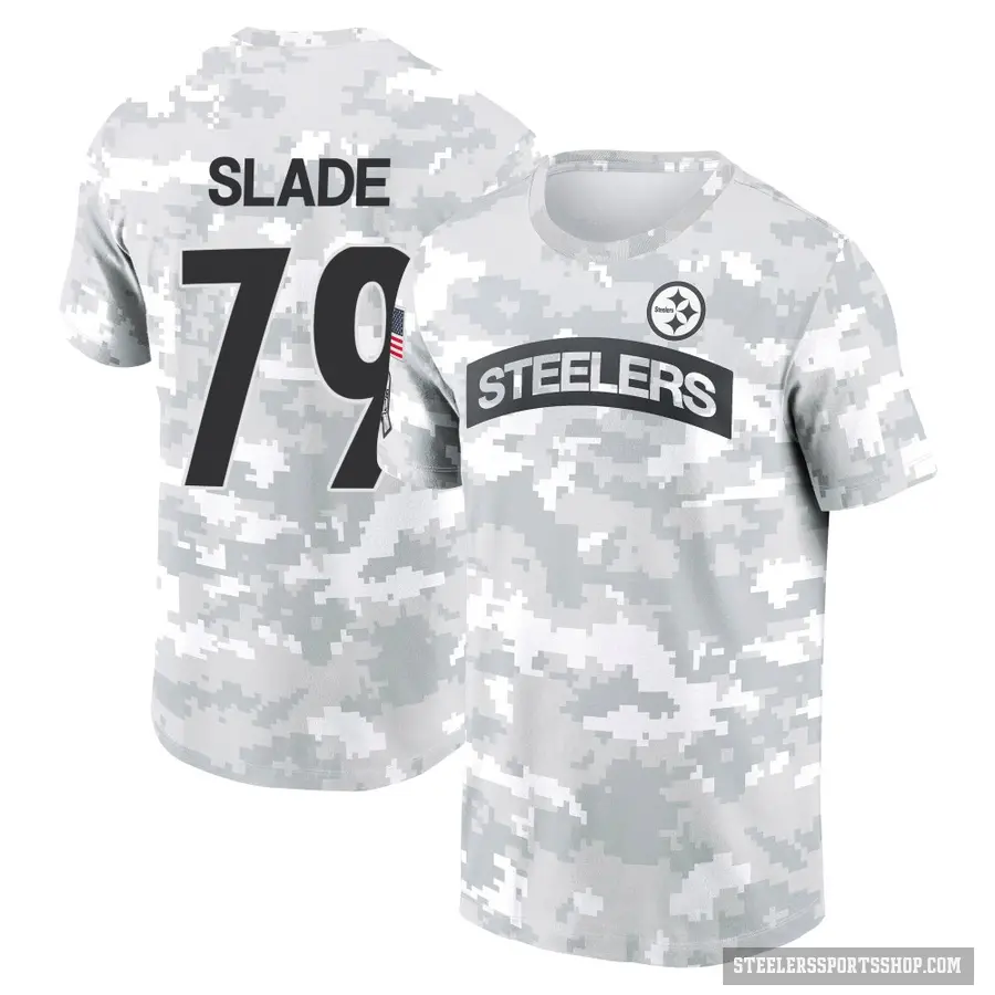 Men's ＃79 Jacob Slade Pittsburgh Steelers Camo Arctic 2024 Salute to Service Performance T-Shirt