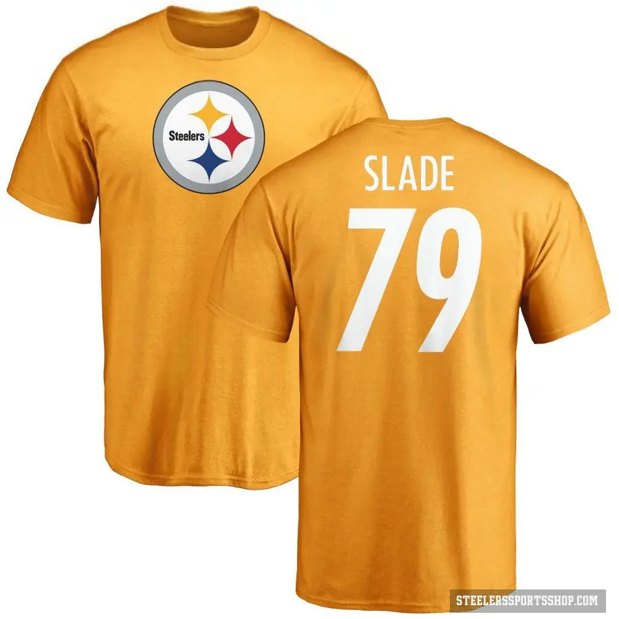 Men's ＃79 Jacob Slade Pittsburgh Steelers Gold Logo T-Shirt