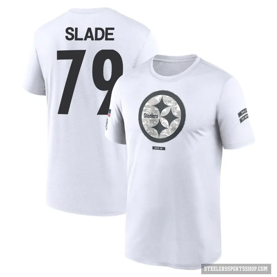 Men's ＃79 Jacob Slade Pittsburgh Steelers White 2024 Salute to Service Performance T-Shirt